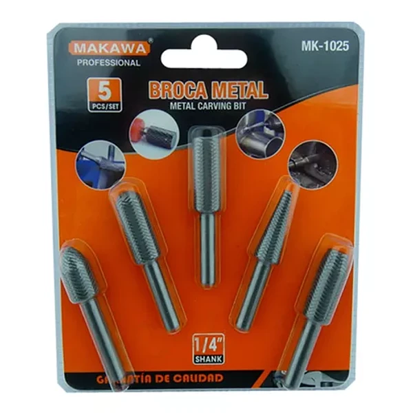 Kit Juego Brocas Madera Escofina Rotativa 1/4 5 Pcs
