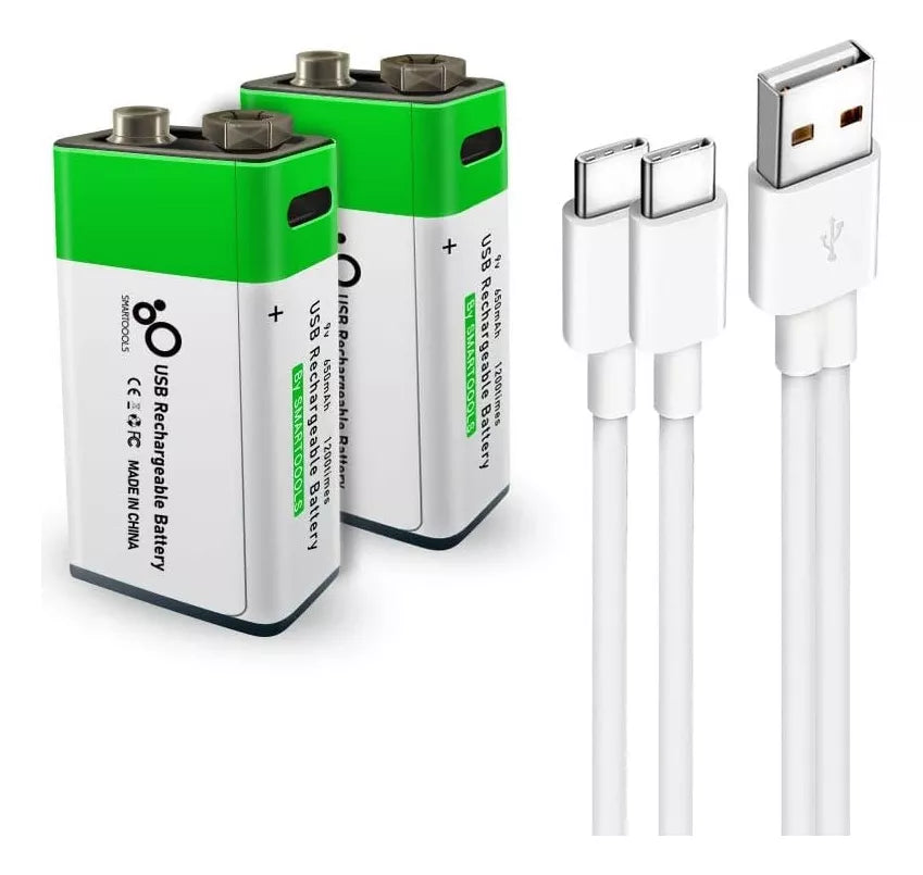Bateria Pila 9v Recargable Usb 650mah Pack X2