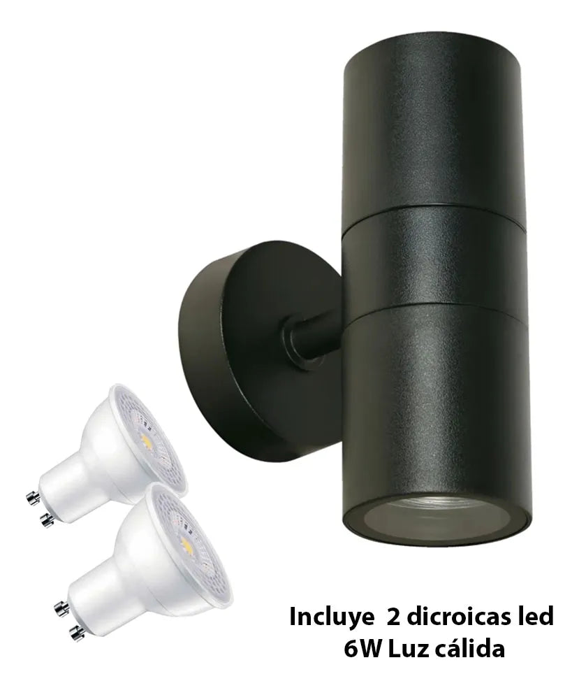 Aplique Cilindro Bidireccional Pared Exterior Con Lamparas N