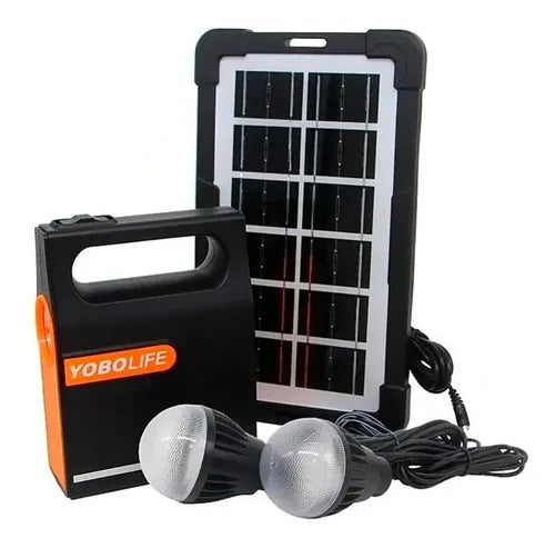 Kit Iluminación Panel Solar C/batería Recarg.
