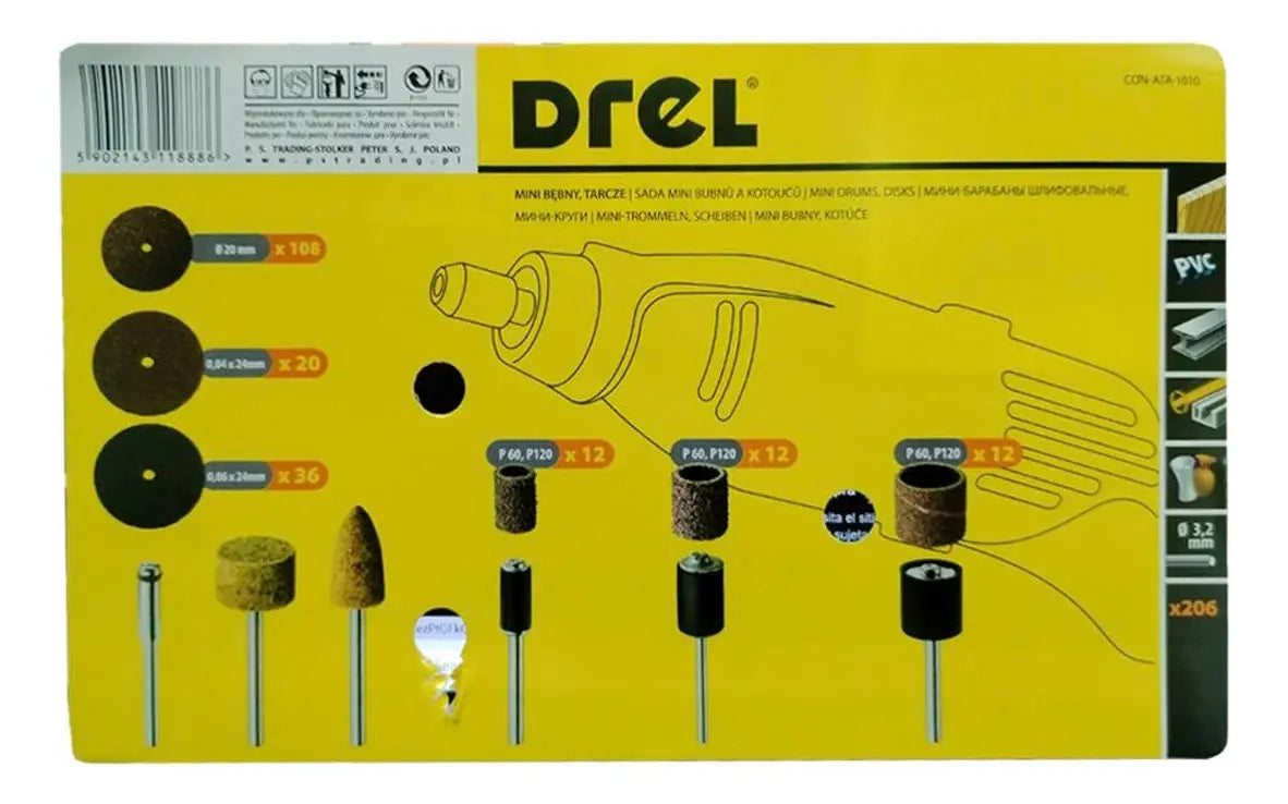 Kit Accesorios Torno 206 pcs Puntas Discos - vista 2 - Electroimporta