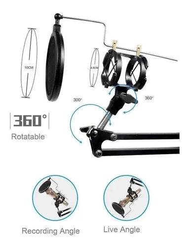 Soporte Tijera Microfono Celu Anti Pop Araña