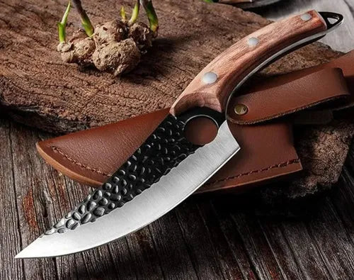 Cuchillo De Cocina Curvo Profesional Forjado A Mano Ac. Inox