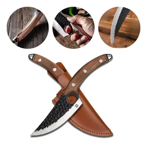 Cuchillo De Cocina Curvo Profesional Forjado A Mano Ac. Inox