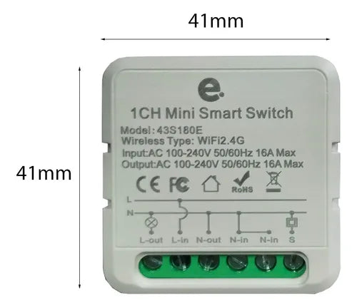 Modulo Mini Smart 16a 1 Ch Domotica Wifi Tuya Smart