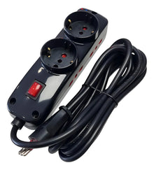 Alargue / Zapatilla 2 Schuko -4 Tomas 3mts. Negro Conatel