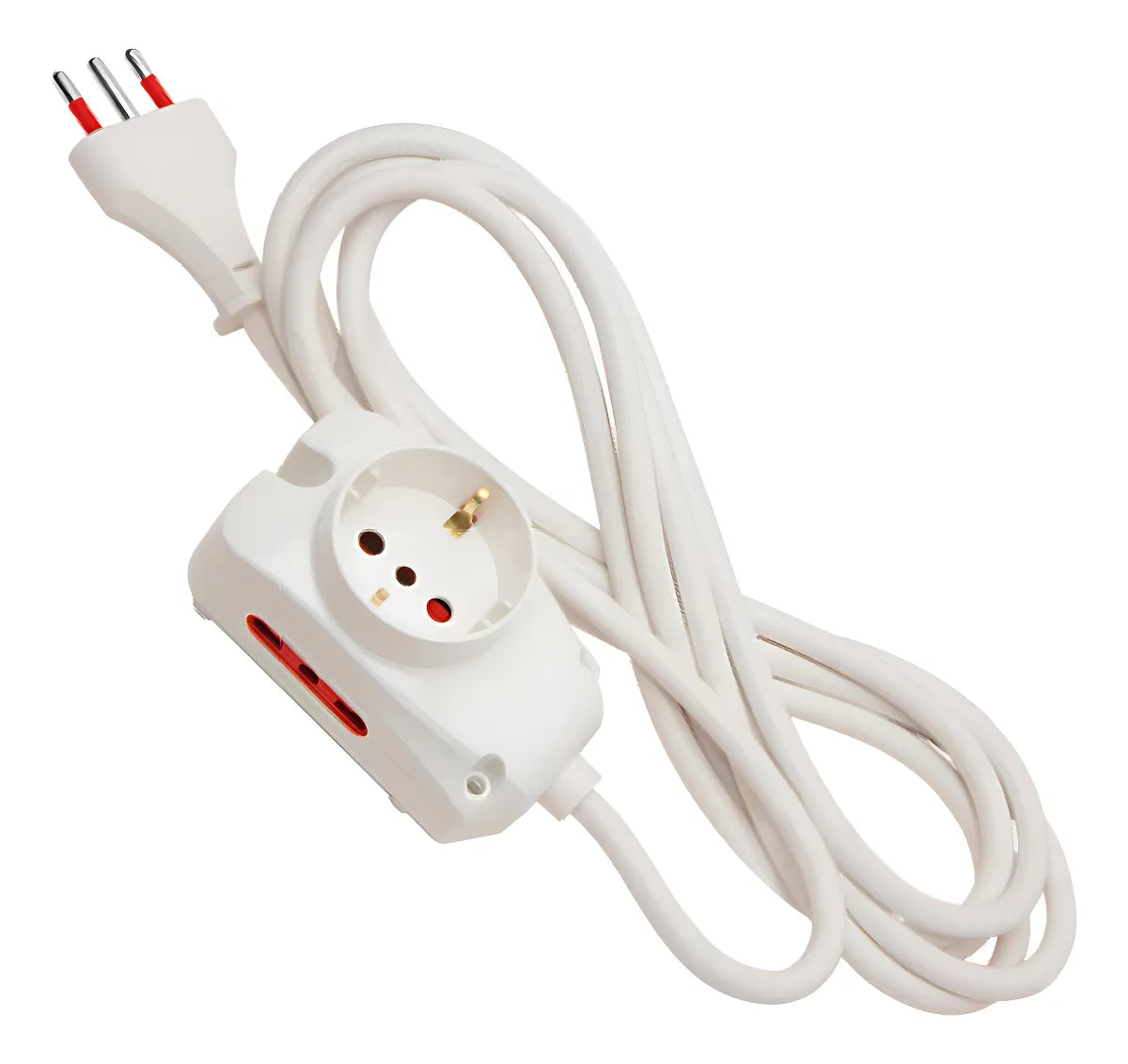 Alargue Multiple 1 Schuko + 2 Tres En Linea 3 Metros Blanco