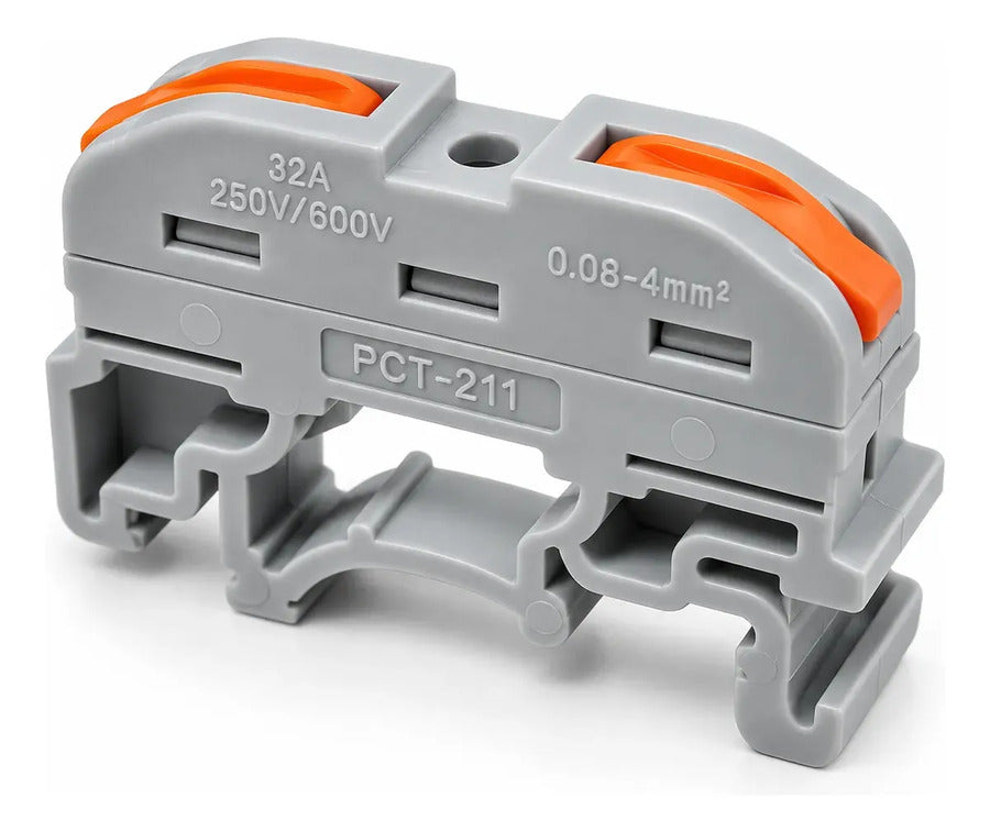 10 Pcs - Bornera Conector Rápido PCT-211 32a Para Riel Din