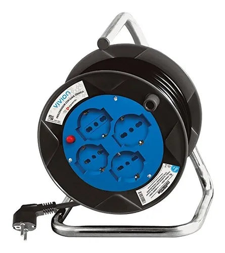 Alargue Carrete Electrico Enrollador  15 M 4 Tomas conatel