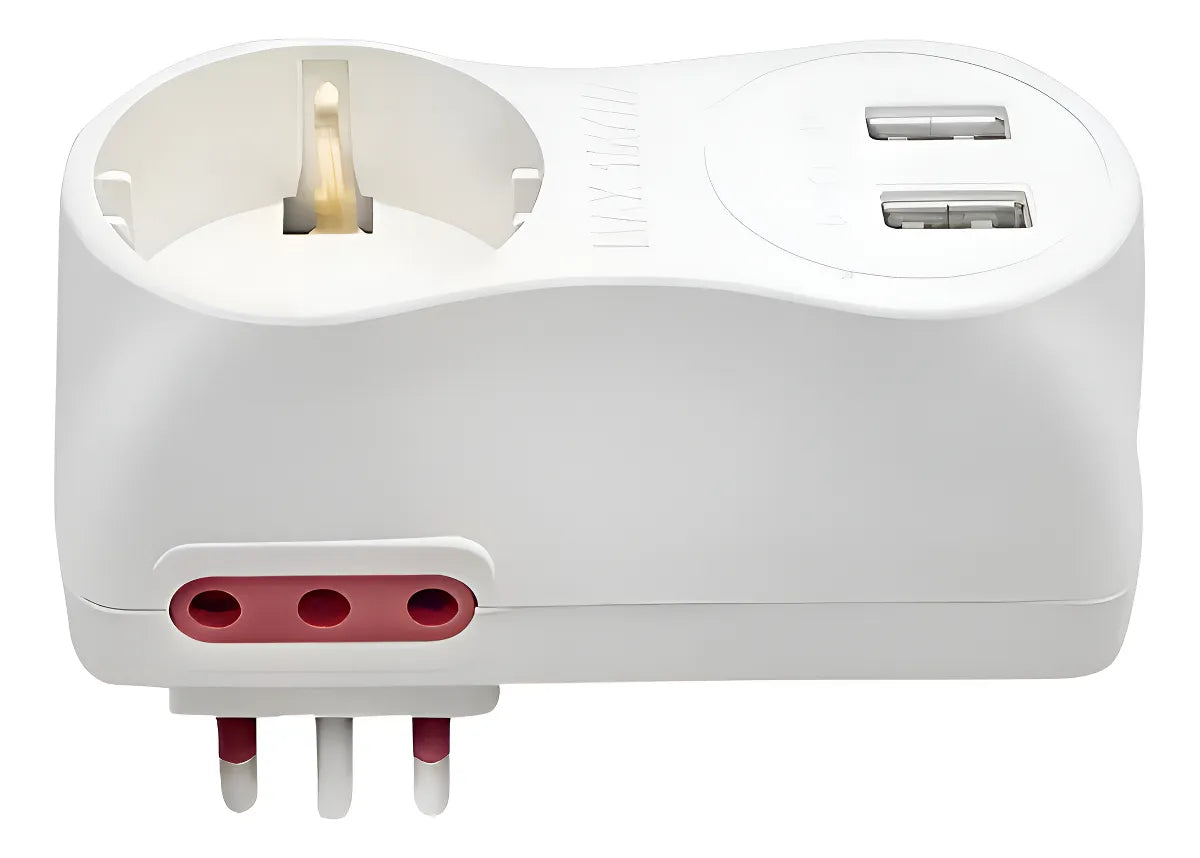 Adaptador 1xschuko + 2x3l A 3l + 2usb Conatel