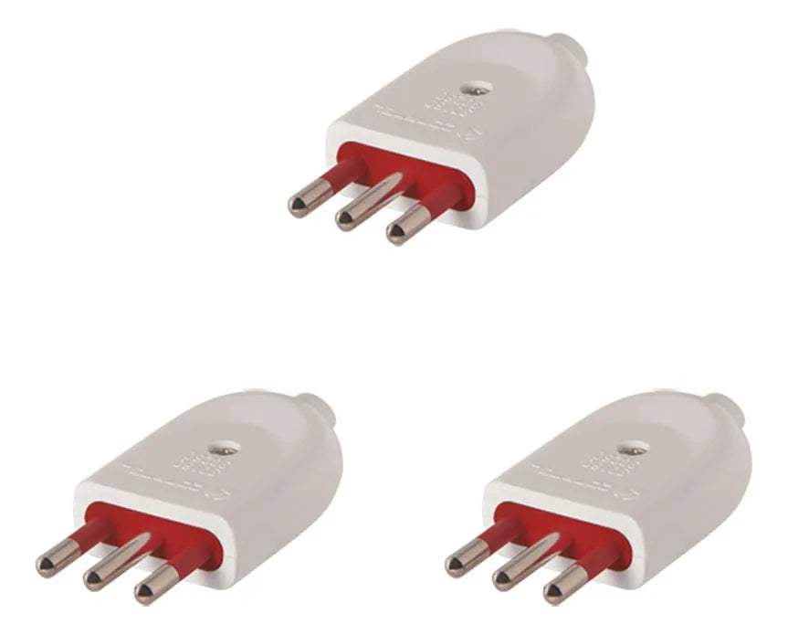 Ficha Macho 3 En Linea 10 Amp Conatel Blanco