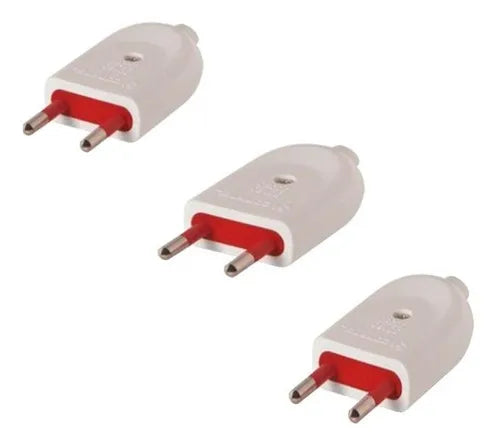 Ficha Macho Modular 2 Polos Sin Tierra 10 Amp blanco