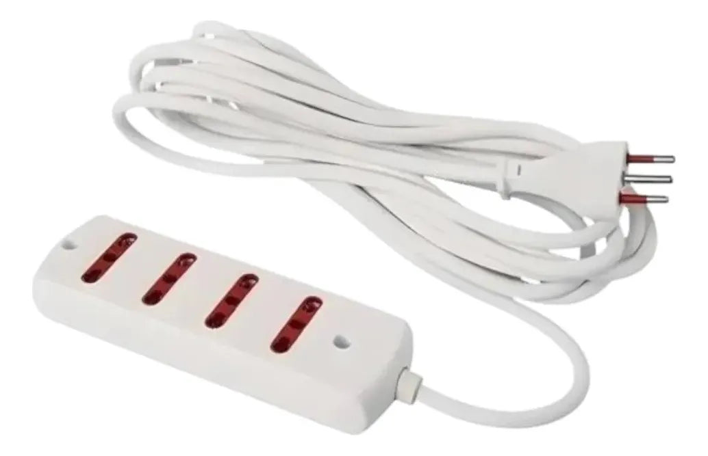 Alargue 3m Con 4 Bipaso Y Ficha 3l Blanco