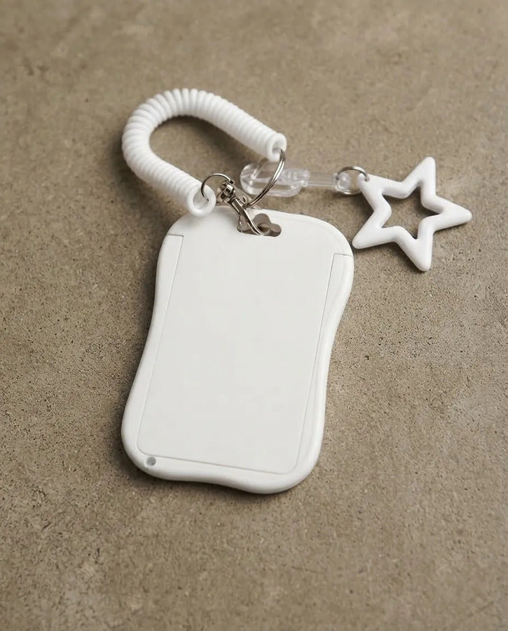 Porta Tarjeta Con Llavero Compacto Y Práctico blanco