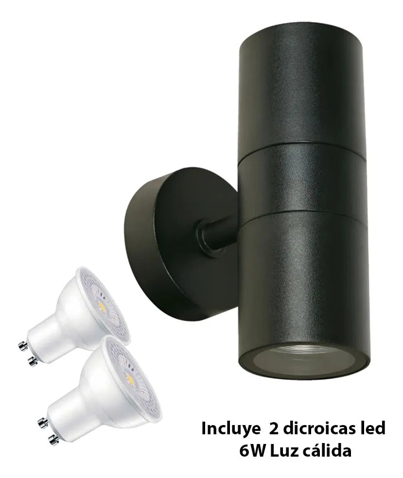 Aplique Cilindro Bidireccional Pared Exterior Con Lamparas N