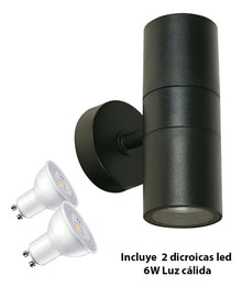Aplique Cilindro Bidireccional Pared Exterior Con Lamparas N