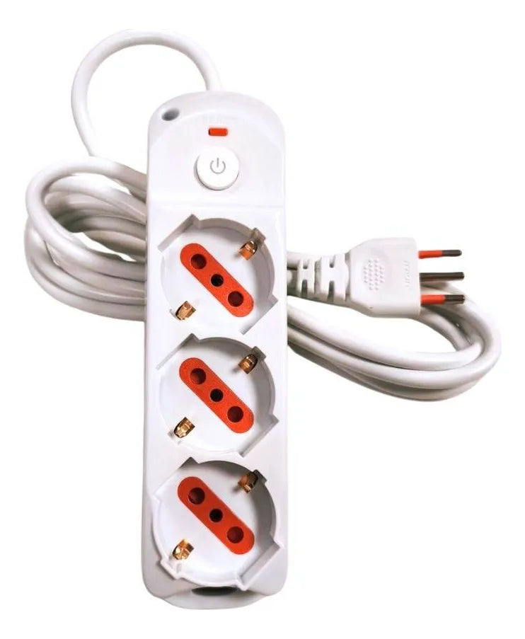 Alargue 3 Tomas Schuko + 3l Cable 3m Blanco