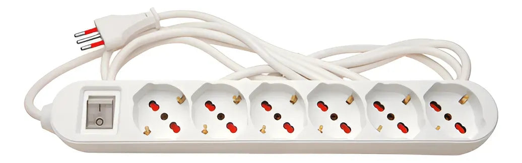 Prolongador Alargue De Corriente Contactum 6 Schuko 10m Blan