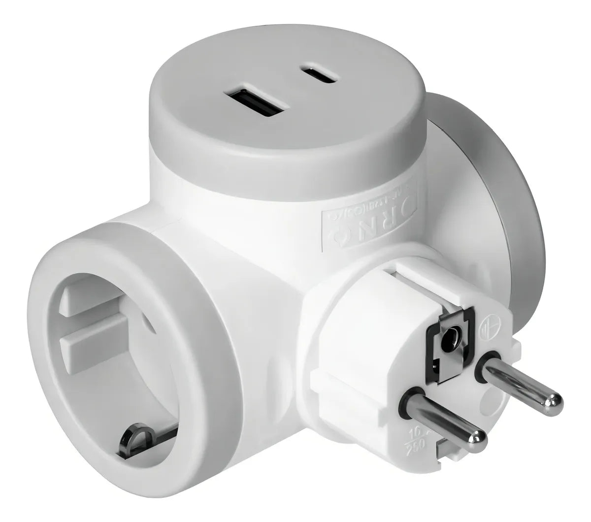 Adaptador De Shuko A 2 Schuko + Usb-a + Usb-c Conatel