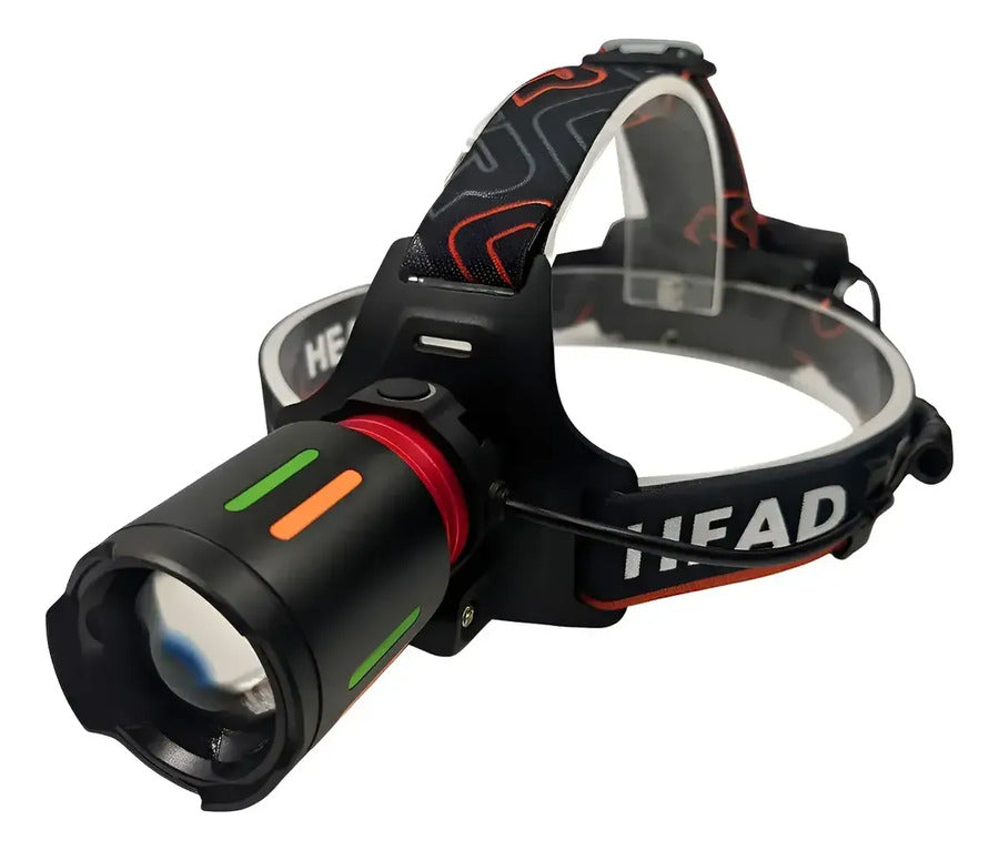 Minero Linterna Cabeza Zoom Luz Led Potente Pila