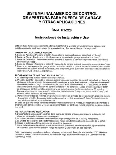 Sistema Inalambrico De Control De Apertura