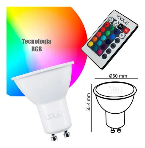 Lámpara LED dicroica Rgb 5w Bivolt Gu10 con control