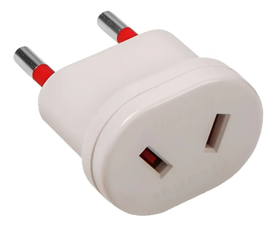 Adaptador De Corriente Ficha De 2 Patas Chatas A Redondas