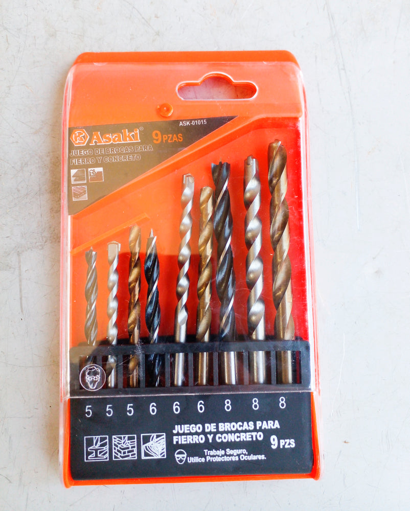 Mechas Taladro Metal/madera/concreto 9pcs