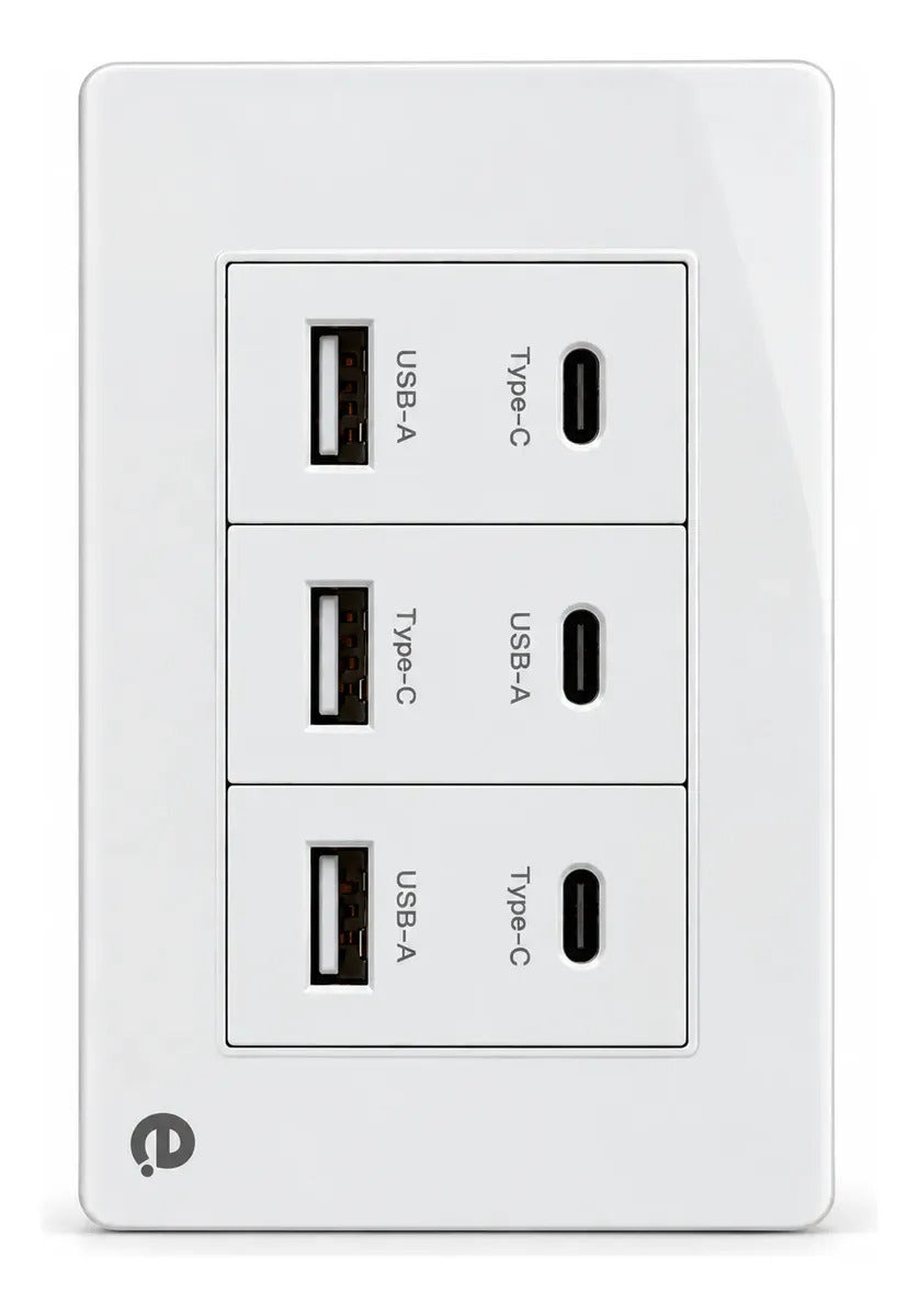 Plaqueta Armada 6 Modulos Usb + Usb C Embutir