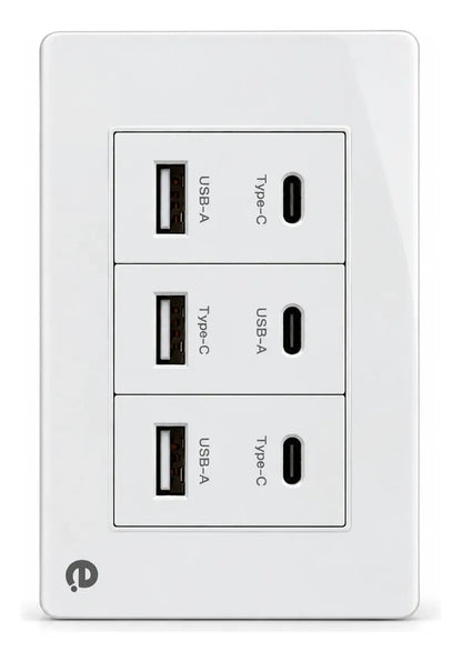 Plaqueta Armada 6 Modulos Usb + Usb C Embutir