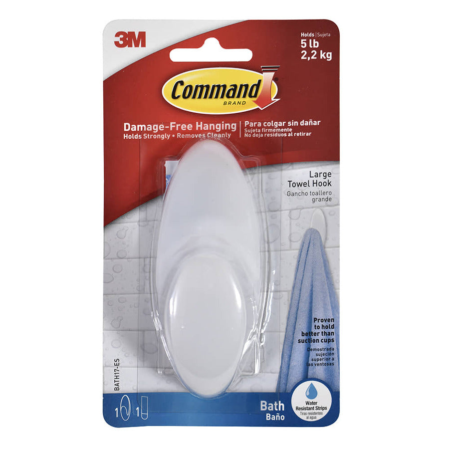 Gancho Baño Oval Percha Pared 3m 2,2kg Color Blanco Blanco