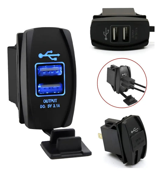 Cargador Usb 3.1 Doble Iluminado Tablero Auto
