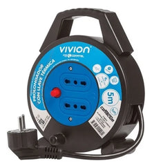 Alargue Carrete Enrollador 2 Tomas Bipaso 5 Metros  Conatel