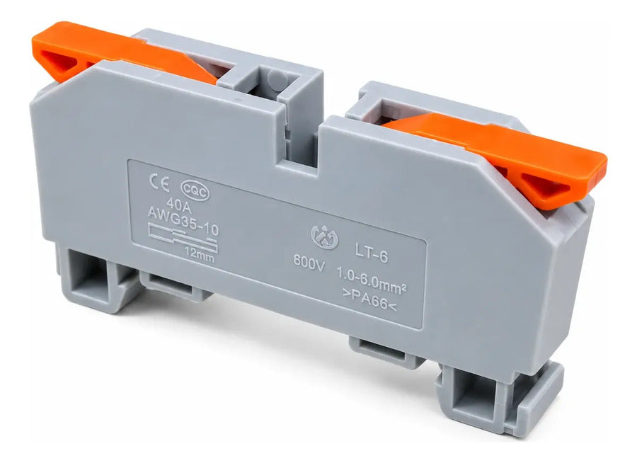 Bornera Conector Rápido Lt-6 40a 600v 6mm2 Para Riel Din