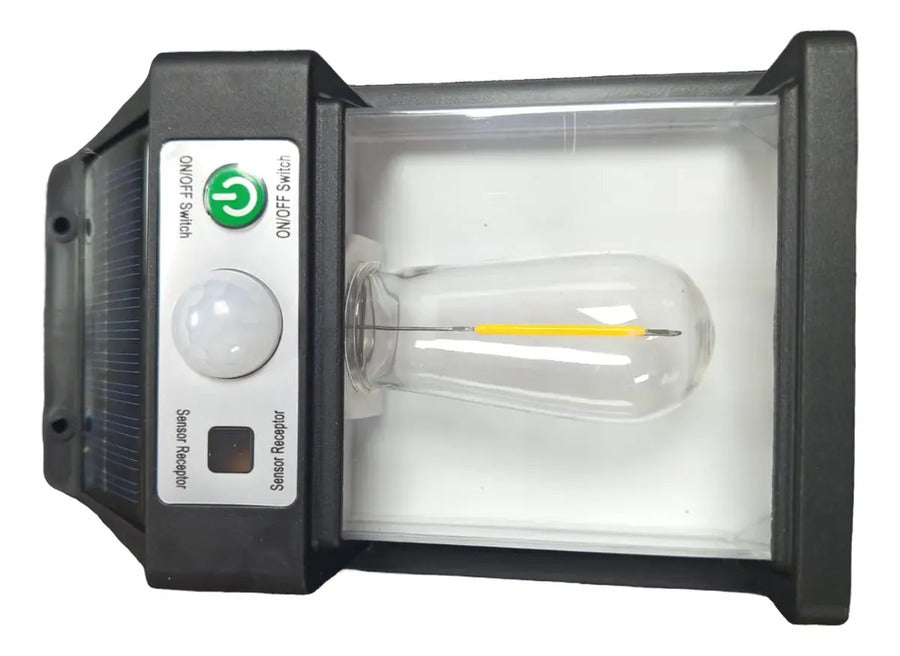 Farol Solar De Pared + Sensor Movimiento Luz Cálida Exterior