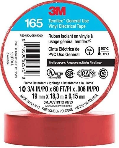 Cinta Aisladora 3m Temflex Roja 19mm X 18.3m