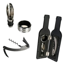 Set De Vino 3 Piezas En Estuche Con Forma De Botella