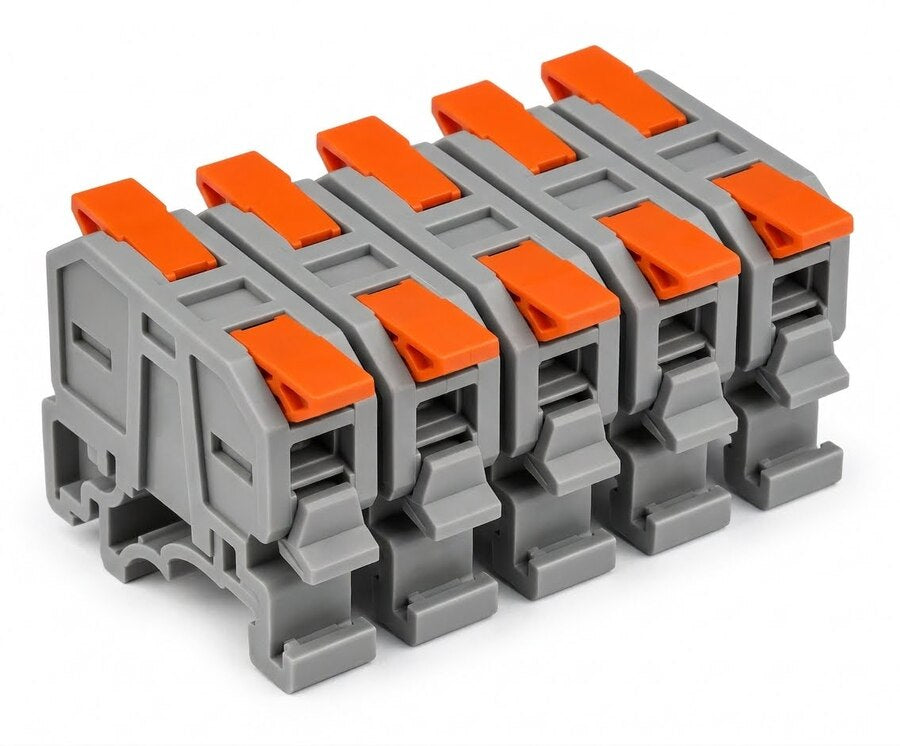 5 Pcs - Borneras De Conexión Rápida LT-662-2D - 40a Riel Din
