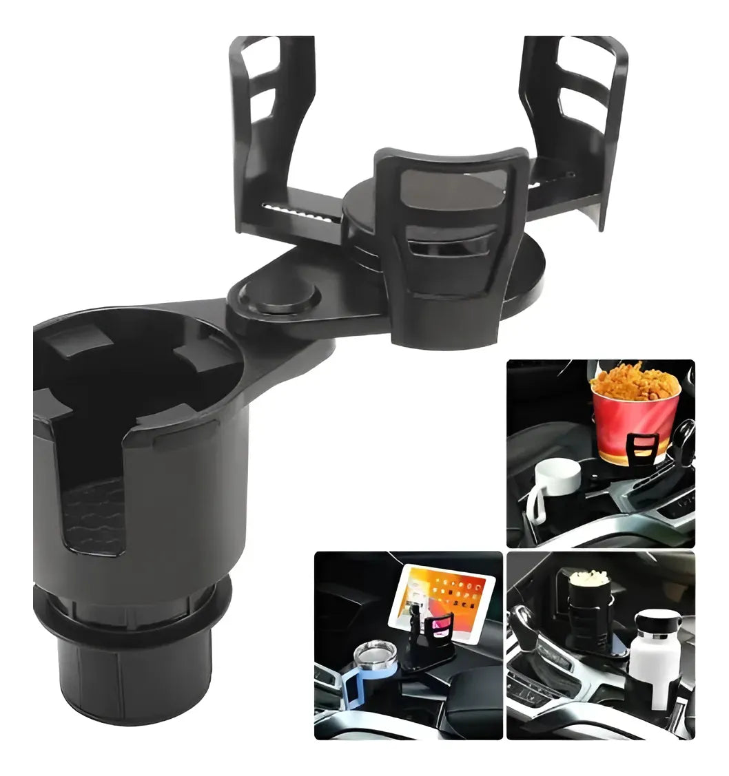 Posavasos Doble Giratorio Para Auto Adaptador Extensible Neg