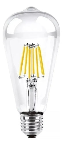 Lámpara Filamento Led 8w Forma De Pera Vidrio Transparente