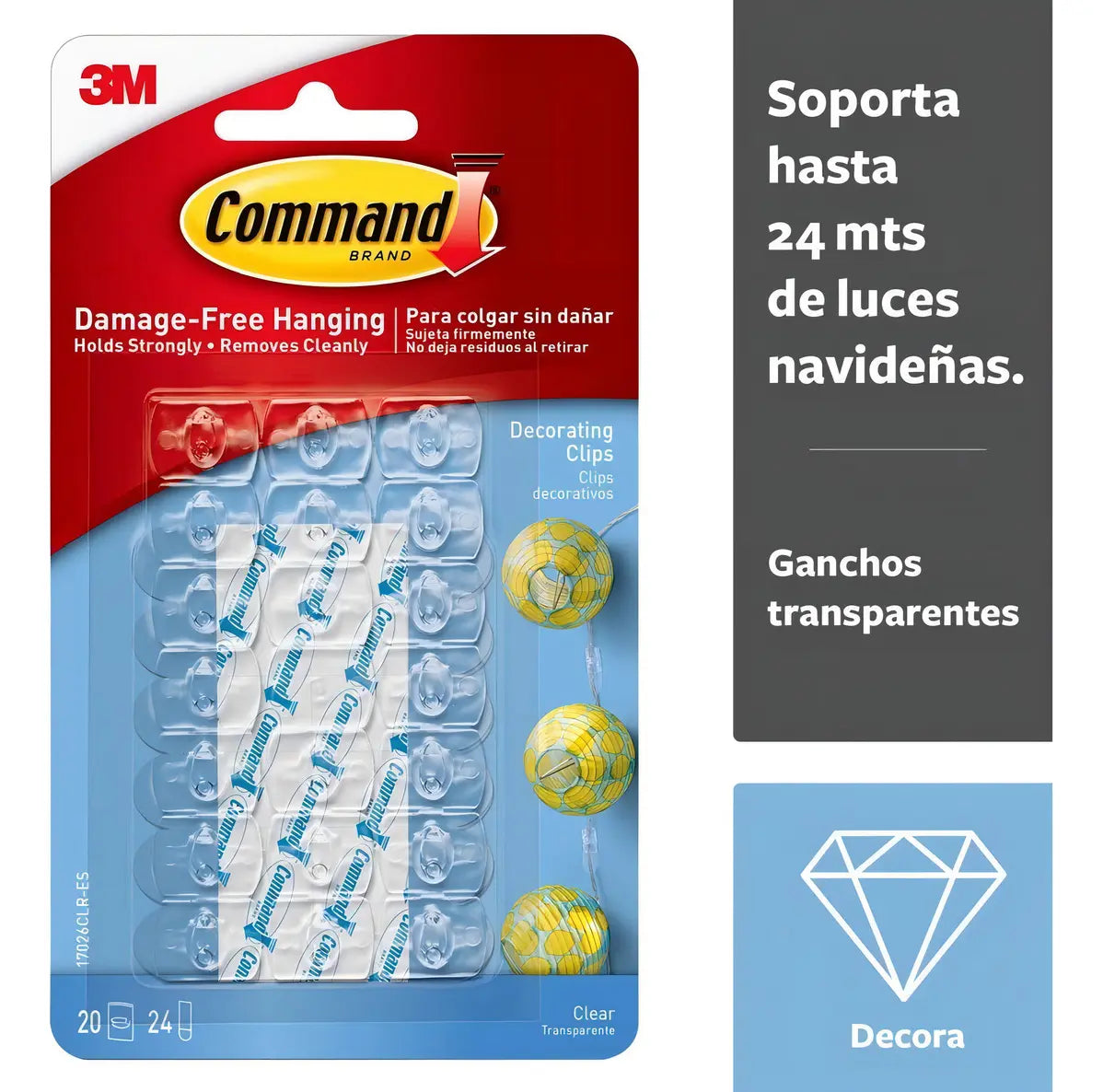 Ganchos Decorativos Command Transparentes Para Interior X20