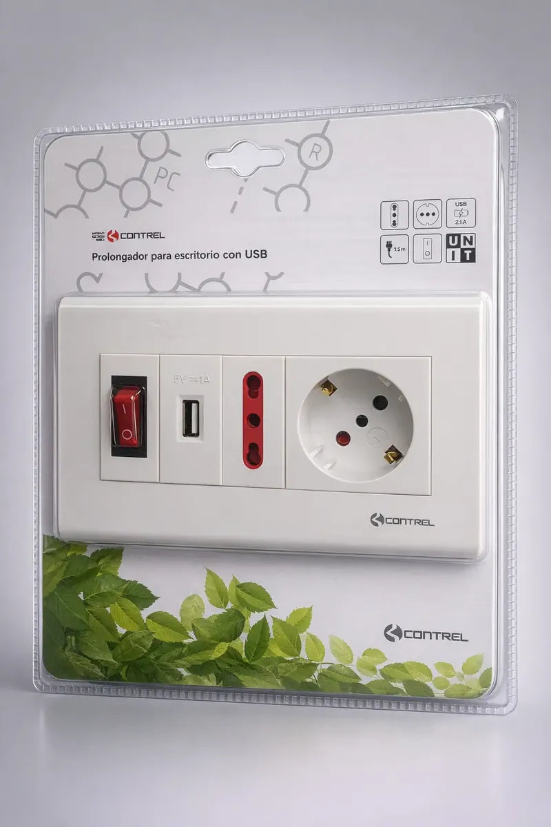 Alargue Escritorio Ficha 3l C/sch+3l+USB 1.5 Mt Conatel - Electroimporta