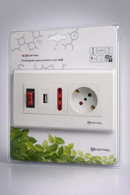 Alargue Escritorio Ficha 3l C/sch+3l+USB 1.5 Mt Conatel - Electroimporta