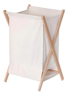 Canasto Cesto Plegable Madera Tela Ropa
