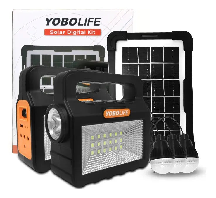 Kit Iluminación Panel Solar C/batería Recarg.