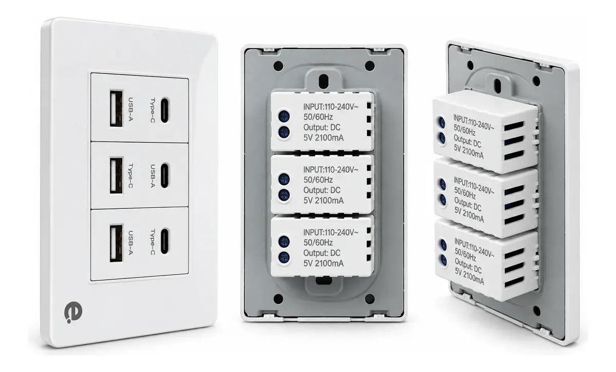 Plaqueta Armada 6 Modulos Usb + Usb C Embutir