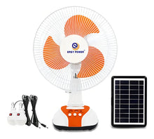 Ventilador Solar De 3 Aspas 30cm Con Luz Cargagador Usb Y 2