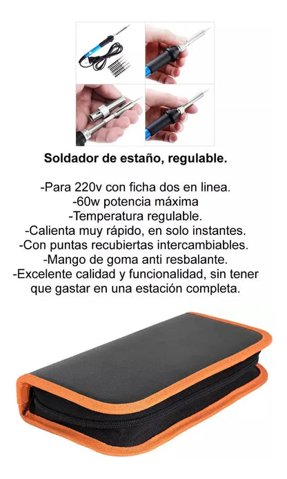 Kit Soldadura Soldar Estaño Soldador 60w Temp. Ajustable