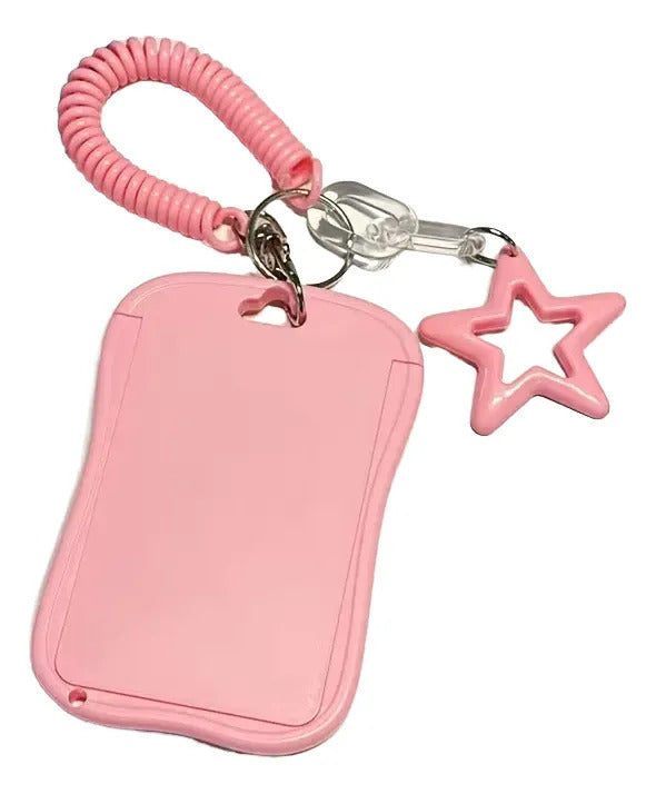 Porta Tarjeta Con Llavero Compacto Y Práctico Rosa