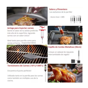 Set 24 Pzas Parrilla Utensilios Parrillero Asador Acero Inox